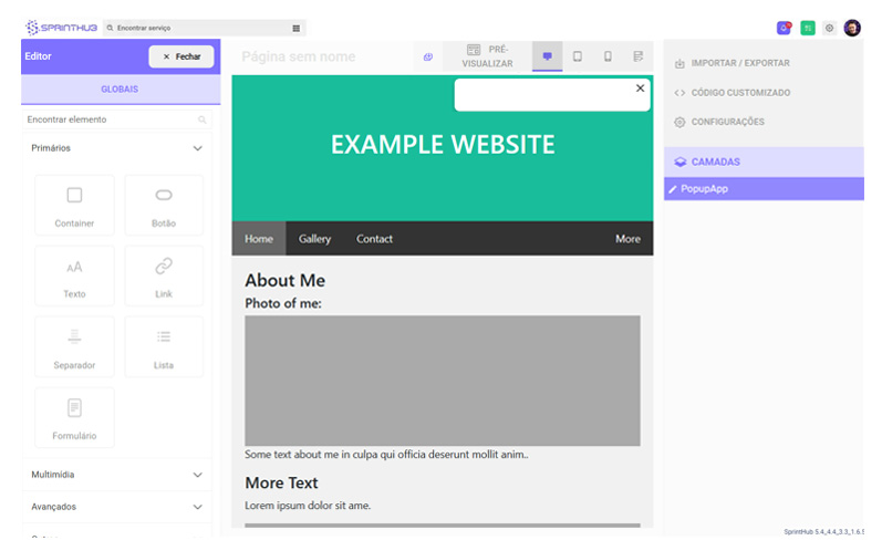 Criar Popup SprintHub